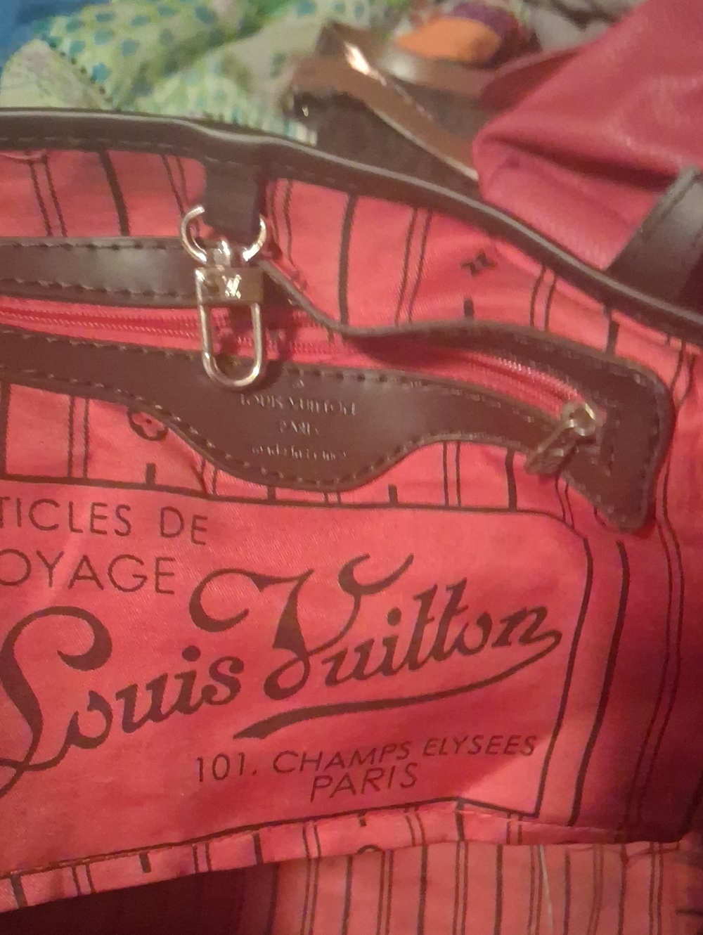 Louis Vuitton Brown And Red  Canvas Tote with Brown Trim - Signature Script